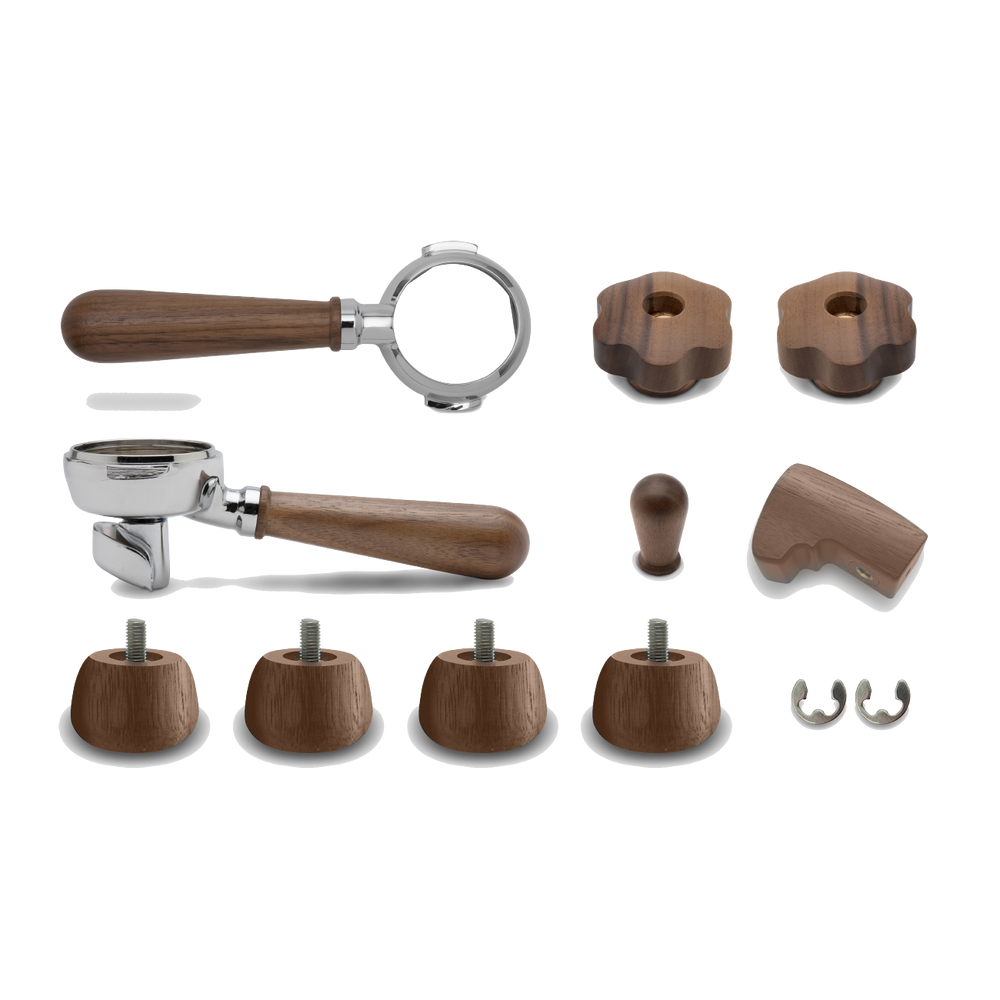 Lelit Upgrade Kit for Bianca – Wooden Handles with Portafilter – Walnut