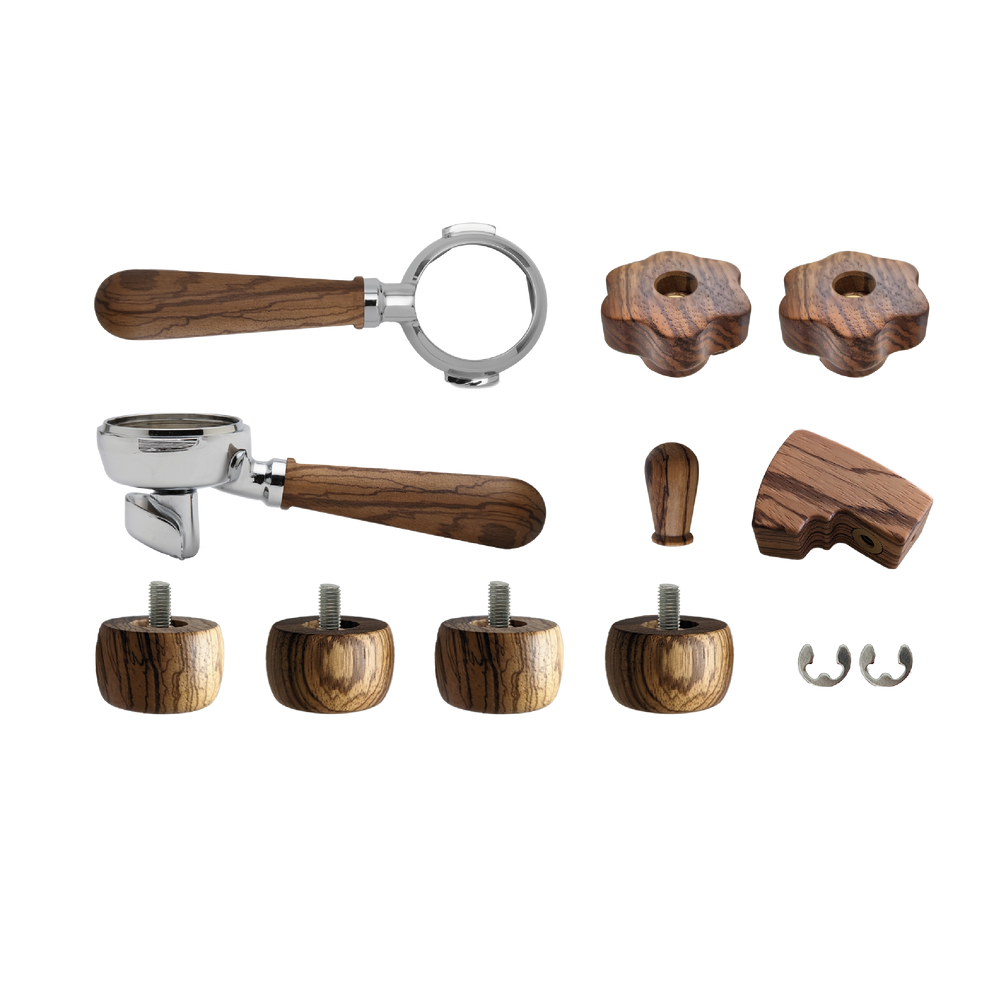 Lelit Upgrade Kit for Bianca – Wooden Handles with Portafilter – Zebrano