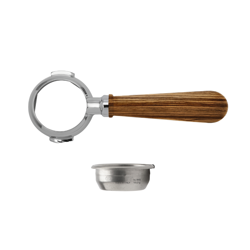 Lelit58 Bottomless Portafilter – 58 mm – Zebrano